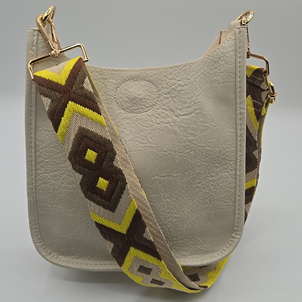 AH-DORNED Small Messenger Bag Ivory w/ Pattern Adustable & Interchangeable Strap